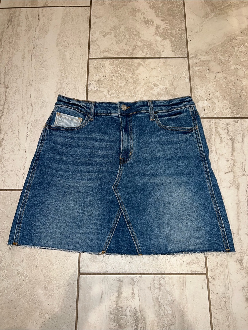 Denim A-Line Mini Skirt - Blue